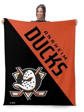 NHL Anaheim Ducks Throw Blanket - Black, Orange & Gold